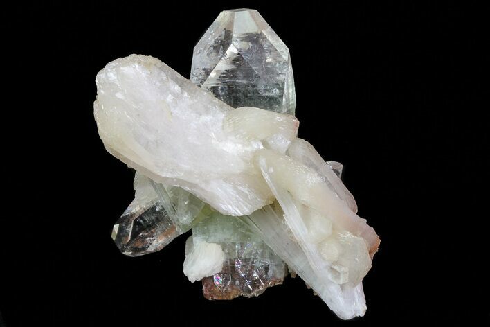 Zoned Apophyllite Crystals with Stilbite and Scolecite - India #72094